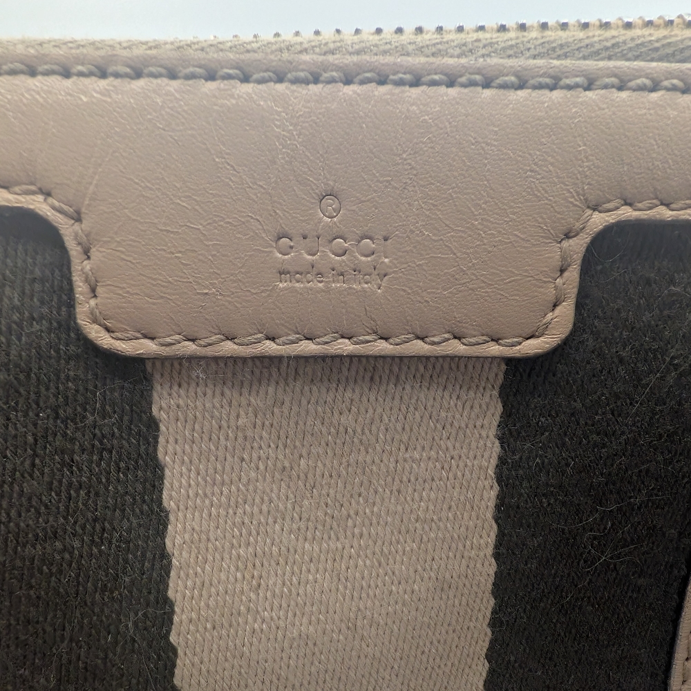 💢 Pristine💢 Gucci Beige And Brown Boston Canvas Stripe Satchel - Picture 2 of 9